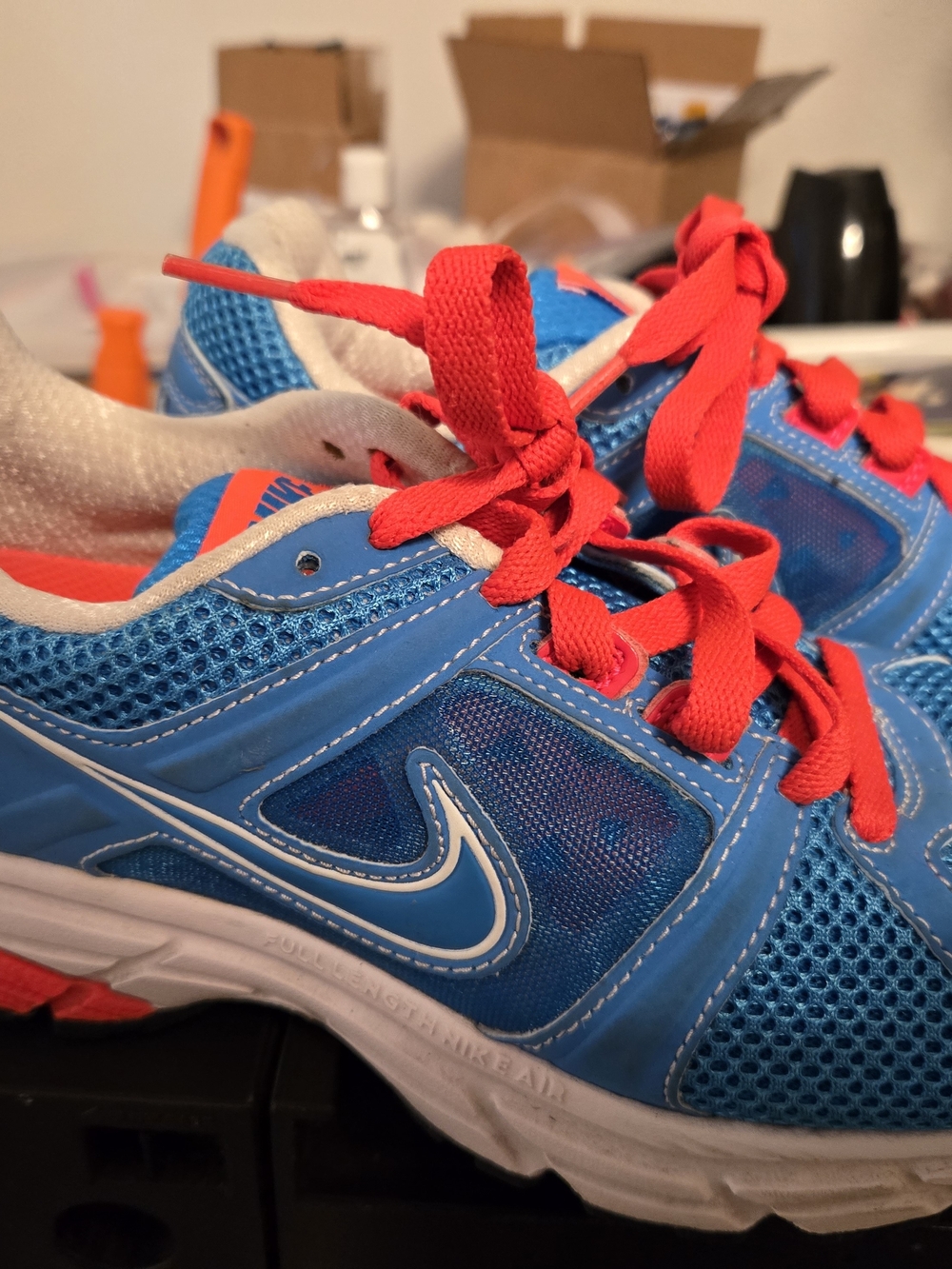 Nike Womens Air Citius 4 Plus Running Shoes Sneakers Blue Red 454202-401 Size 8